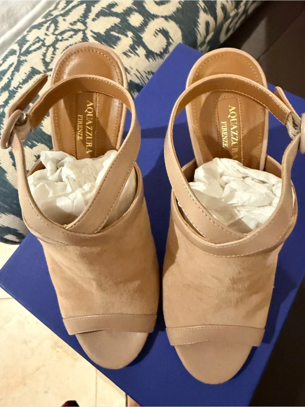 Aquazzura Blush Pink Suede Open-Toe Stiletto Sandals